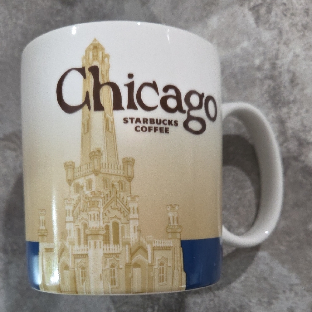 Starbucks Chicago Mug - White, Tan, and Blue